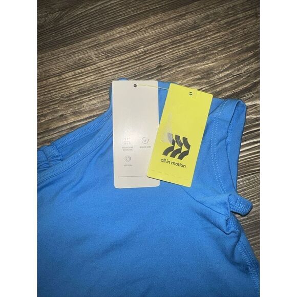 Girls' Short Sleeve Keyhole Back Gym T-Shirt - All in Motion Blue. Size Small. S - Picture 2 of 5